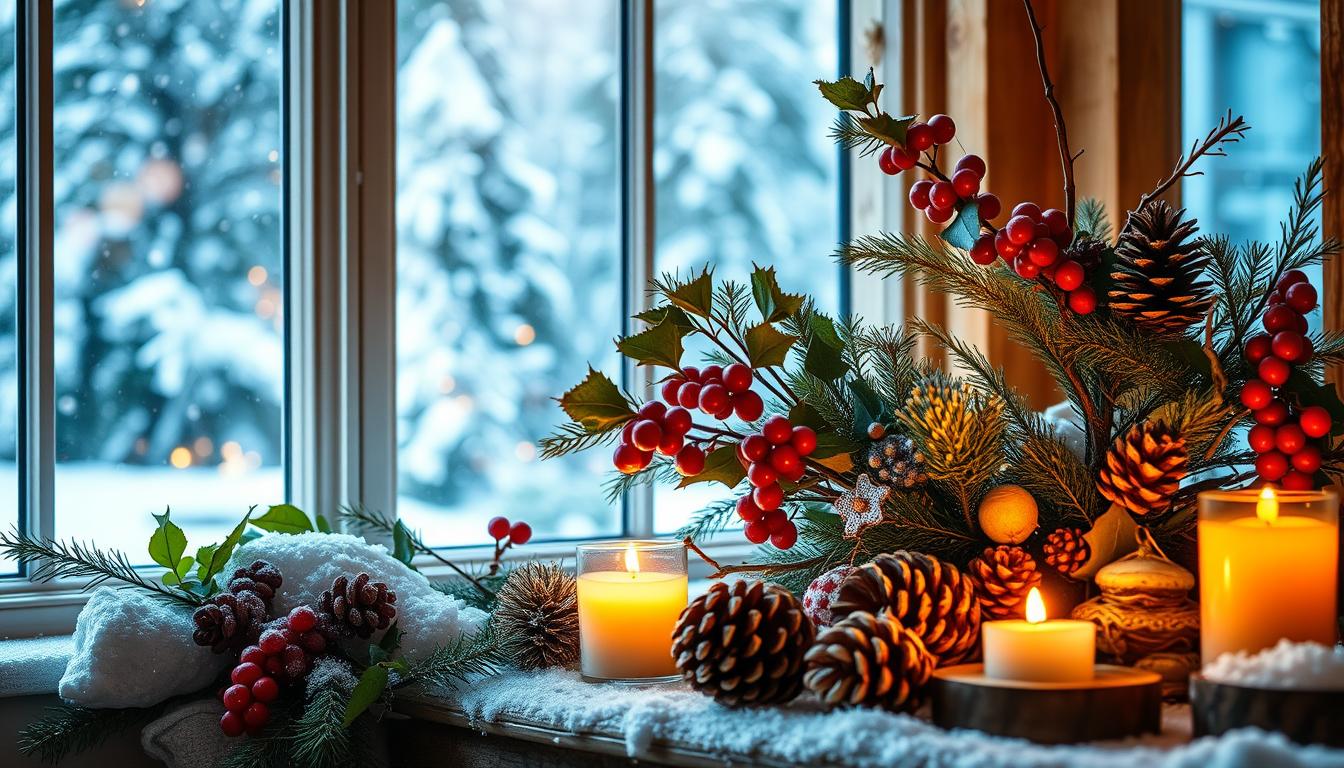 Weihnachtsdekorationen mit Naturmaterialien